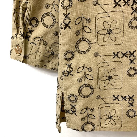 Alfred Dunner Top Size 14 Front Buttons, Stitching Details, Brown, Linen Blend - Picture 8 of 10